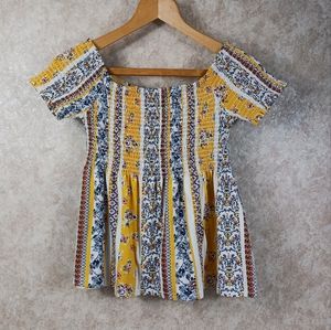 RUE 21 Smocked Top Peasant Style Shirt